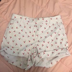 zac & rachel cherry print white shorts